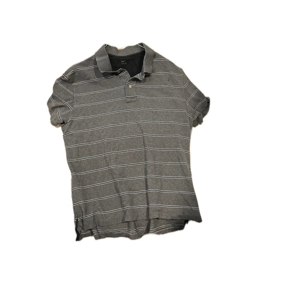 The Gap Gray Striped Polo Shirt Mens XL